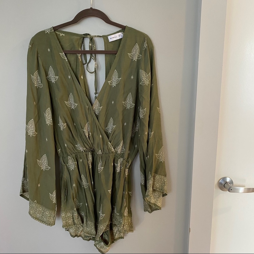 Faithfull the Brand Patterned Green Romper